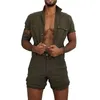 Allthemen Men Rompers Short Sleeve One Piece Romper Fashion Streetwear Casual Men Pants Overalls Jumpsuit Playsuit Solid H1210