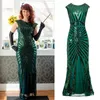 Casual Dresses Women 1920s Long Prom Flapper Gown Beaded Sequin Vintage Maxi Bröllop Gatsby Formell Party Dress (Svart / Rosa / Grön / Silver) 1mpc