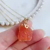 Pendant Necklaces 15-20mm Small Natural Stone Necklace Steel Chain Wire Wrap Rock Raw Red Agates Carnelian Crystal Women Femme215h