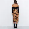 2021 Spirng Leopard Midi Rock Frauen Hohe Taille Abend Party Club Split Rock Elegante Damen Dames Kleding Klassische Streetwear X0428