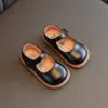 Girls Flat Shoes Spring Autumn Toddler Shoes British style Kids Children Princess Pu Leather Round Toe Rubber Shoes