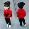 1-6 Yrs Winter New Baby Boy Girls Thick Miki Gold Velvet Suit Children Kids Long-sleeved Warm Hooded Sweater Pants Sets Suits