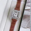 Moda marka zegarków dla dziewczyn kwadratowy kryształowy w stylu wysokiej jakości skórzany pasek na rękę