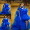 Royal Blue Ball Gown Prom Dresses Tulle Robes for Photo Shoot Baby Shower Sexy Ruffle Women Dress Photography Robe