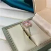 Anelli a grappolo Elegante anello con diamante zaffiro rosa da 6 ct 100 fede nuziale di fidanzamento in argento sterling 925 originale per le donne Festa Jew7609130