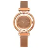 Creative Simple Women Luxury Fashion Watches Gold rostfritt stål Mesh Strap Quartz Watch Magnet Buckle Ladies Wristwatches 24mm