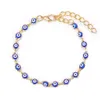 Turkey Evil Blue Eye Bracelet Chain Prayer Jewelry Gold Plated Oval Eyes Charm Bracelets Bangles for Women