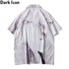 Koyu Simge Vintage Sokak erkek Gömlek Kısa Kollu Yaz Ince Malzeme Hawaii Gömlek Adam Bluz Erkek Top 210809