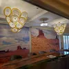 Lámpara de araña de cristal dorado de lujo, placas de vidrio soplado de Murano, iluminación colgante artística para Hotel, hogar, vestíbulo, sala de estar, tamaño personalizado