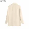 Kobiety Fashion Collar Collar Solid Casual Blazer Płaszcz Biurowe Panie Stylowe Outwear Garnitur Chic Biznes Marka Topy SW710 210416