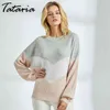 Tataria långärmad stickad tröja kvinnor mjuka pullovers höst vinter för avslappnad röd kvinnlig 210514