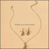Earrings & Necklace Jewelry Sets Trendy Round 2-Piece Set Yellow Womens Banquet Collares Para Mujer Pendientes Drop Delivery 2021 Be3Jq