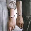 Link Łańce miłośnicy para bransoletka yin i Yang Regulowane pasujące biżuterię ręcznie robione plotki lina tkane na rękę