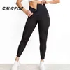 Salspor träning Kvinnor Fitness Leggings med Pocket High Waist Butt Lyft Legging Puhs Upp Sexig Black ActiveWear Atletic 211204