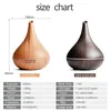 400ml USB Electric Aroma Air Diffuser Wood Grain Ultraljud Xiomi Luftfuktare Cool Mist Maker med 7 färger Ljus för hem 210724