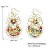 Boho ethnische handgemachte bunte Perlen Ohrringe für Frauen Retro Gold Farbe hohle Blume baumeln Ohrring Schmuck 2021