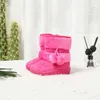 Jgshowkito Girls Boots Зимняя детская обувь Теплый хлопок плюшевые внутри детей снежные ботинки антискользящие меховые шариковые кулоны милые ботинки 211108