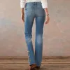 Jeans Vintage Ricami Donna Taglie Forti Moda Primavera Vita Alta Lavato Dritto All-match Slim Lugentolo Women's