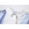 Cardigan de retalhos irregulares blusas ou camisas para mulheres elegante manga comprida listrado escritório senhoras BF lazer tops blusas 210417