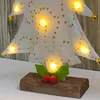 Dekoratif Nesneler Figürinler LED Işıkları Noel Ağacı Dekorasyon Mini Hediye Masaüstü Yapay Standı 33x18 cm Festivali Masa Malzemeleri Noel