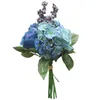 Flores decorativas grinaldas Falsas Flor Blue Wedding Bouquet Casamento Bridal Roses de seda Hydrangea Bridesmaids Acessórios de decoração