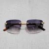 2023 Designer Lunettes Nouveau Vintage Léopard Style Lunettes De Soleil Sans Monture Hommes Carré Ombre En Métal Cadre Clair Lunettes Femmes Pour Beaching Lunettes Accessoires