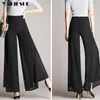 Breite Beinhosen Frauen Chiffon Hohe Taille Lose Sommer Kausalhosen OL Büroarbeitskleidung Weibliche Hosen Pantalon Femme Mujer 210519