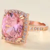 Bröllopsringar Fashion Pink Zirconia Cocktail Party Ring Band Romantic Rose Gold Color Vintage Engagement Finger med storlek 6103627522