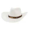 Western cowboy hat For Women Men Straw Hat With Alloy Feather Beads summer Beach Cap Panama hat