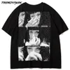 Männer T-shirt mit Halskette Mädchen im Film Clip Gedruckt Kurzarm Hip Hop Übergroße Baumwolle Casual Harajuku Tops T-shirts 210601