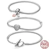 Style Classic 925 Sterling Silver Original 3mm Bracelets For Bead Charms DIY Jewelry Fashion Women Gift Dorpshipping