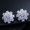 Luxury Cubic Zirconia Jewelry Rose Gold Color Large Sparkling Snowflake Big Zircon Crystal Earrings For Girls CZ137 210714