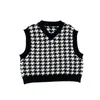 Meninos e Meninas Houndstooth Vest Sweater Queda na moda Jaqueta de malha Top 211201