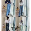 TRAF Femmes Chic Mode Poches latérales Jeans droits Vintage Taille haute Zipper Femme Pantalon Denim Pantalon Mujer 210415