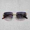 Vintage Leopard Style Rimls Sunglass Men Square Shadow Metal Frame Clear Glass Women For Beaching Eyewear Accsori