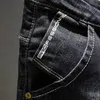 Jeans masculinos buraco jeans nostálgicos denim marca homens preto calça jeans tamanho 28-36 straight slim fit calças filhos calças y0927