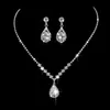 Earrings & Necklace Water Drop Cubic Zirconia Wedding Jewelry Sets Inlay Luxury Crystal Bridal Set Gifts For Bridesmaids
