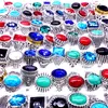 Whole 100pcs Ring Mix Styles Antique Silver Plated Stone Glass Vintage Jewelry Rings for Men Women brand new drop Part296k