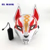 Anime Expro Decor Japonesa Fox Mask Neon Led Luz Luz Cosplay Máscara Halloween Party Rave LED Máscara Dança DJ Payday Traje Props Q0806