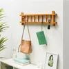 6 Hooks Wall Mount Coat Rack Rail Entryway 360 Degree Rotation Hat Clothes Towel Rack - Wood color