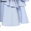 Kobiety Spódnica Szczupła Eleganckie Ruffles Biurowe Panie Work Midi Jupes Kobieta Faldas Sweet Girl Blue Plus Size 4XL Saias Płaszcze Odzież 210416