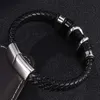 Estilo de moda Pulsera de cuero Hombres Pulseras trenzadas negras Joyería masculina Regalo de fiesta Brazaletes de cierre magnético de acero inoxidable BB0963 Ch202o