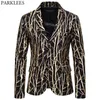 Gold Branch Printed Stylish Blazer Jacket Men 2010 Brand NIghtclub Party Wedding Suit Blazer Male Stage Prom Costume Homme 210522