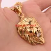 Hip Hop Lion Cristal Tête Pendentif Collier Pour Hommes En Acier Inoxydable Mâle Bijoux Amitié Cadeau Argent Or Noir Couleur Choisir C4272168