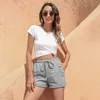 Été taille haute cordon mini shorts femmes lâche plus taille jogging fitness couleur unie femme sexy shorts 210608