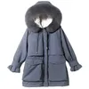 Fitaylor Large Natural Fur Hooded Winter Jacket Women 90% White Duck Down Thick Parkas Warm Sash Tie Up Snow Coat 211018