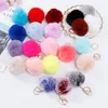 Fashion Pom Keychains keyring Imitate Rabbit Fur Ball Keychain Bag Plush Car Key Holder Pendant Chain Ring For Women lady ornaments Jewelry accessories 6cm