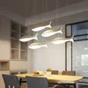 Moderna lampada a sospensione a LED per soggiorno, ristorante, cucina, casa, lampada a sospensione, lampadario a soffitto in acrilico bianco a forma di pesce