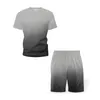 Mäns Tracksuits Enkel Gradient TrackSuit Suit 2021 Summer Beach Holiday Trendy Man Kläder T-shirt Shorts 2 Piece Set Män Casual Wear 5x