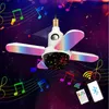 50W LED-vikbar 4-bladlampa Ljus E27 RGB Musik Deformerbar taklampa Färgrik Intelligent Audio Folding Bar Party Decor